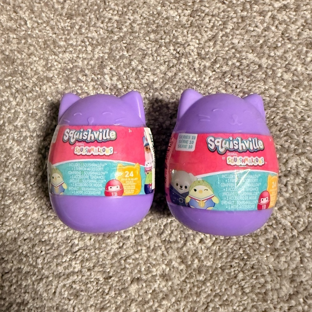 Squishmallows Squishville Lavender Cat Plush Set